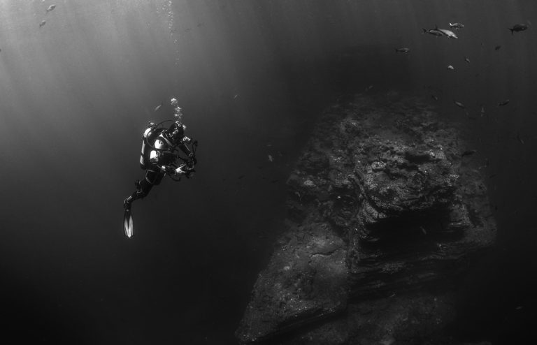 Underwater.