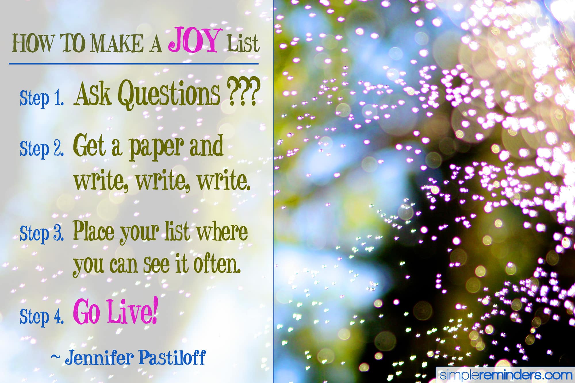 simplereminders com joy list pastiloff 2000w