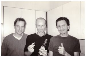 *Pictured in b+w: Chad Courtney, Matthew Curlewis, Michael Fischer, early 2000s.  Michael also died, in New York, not many months after Chad – killed outright in a rollerblading accident. Why perhaps was this photo,initially, triggering for me? As palliative care consultant (and my dear friend) Cy O’Neal helpfully pointed out: “You’re next!”